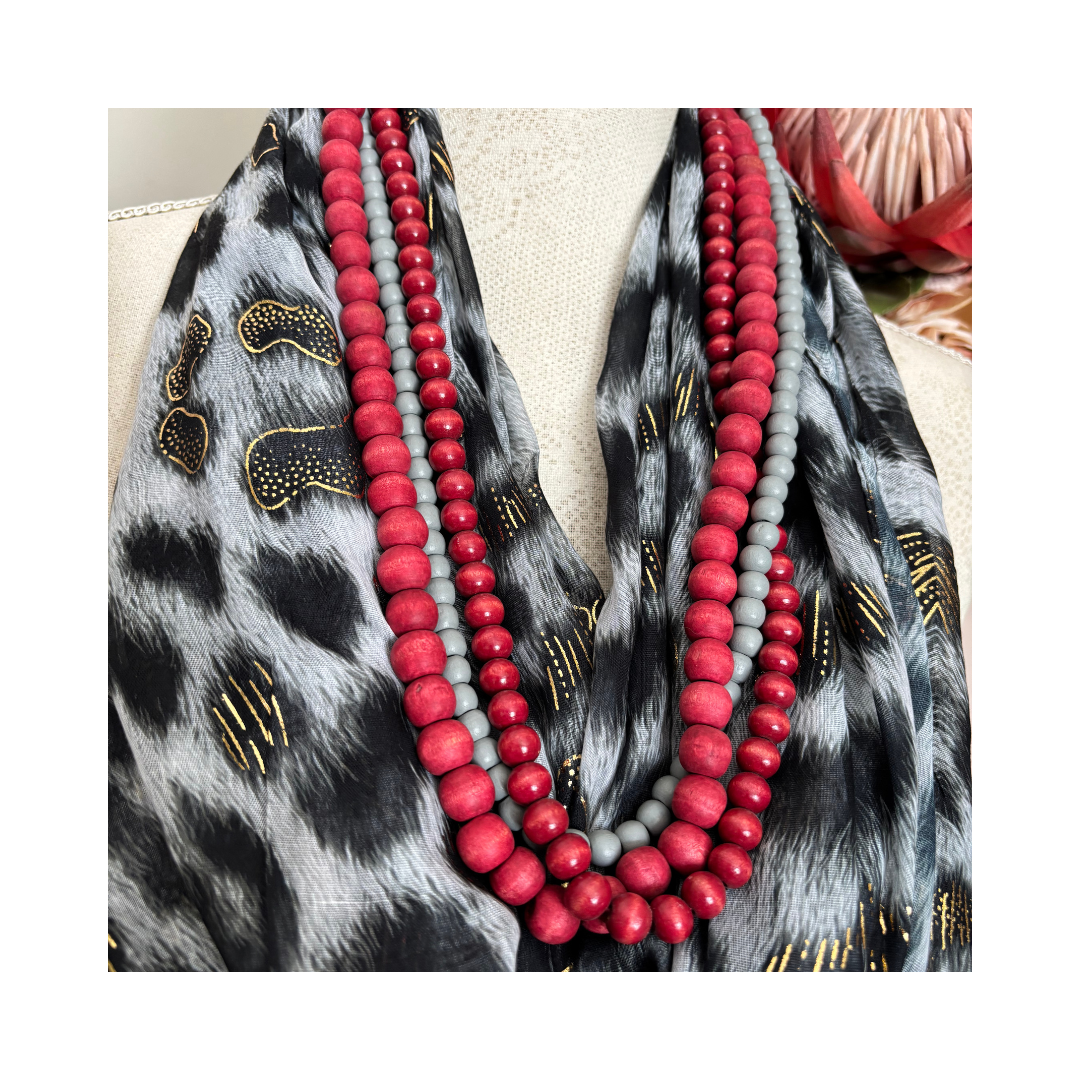 Animal Print Black and Grey Scarf