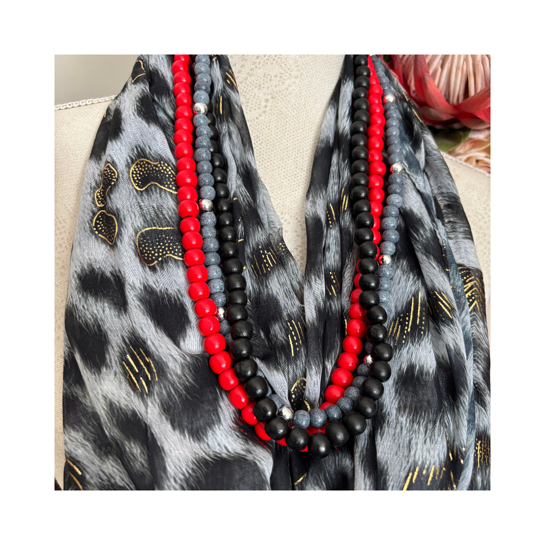 Animal Print Black and Grey Scarf
