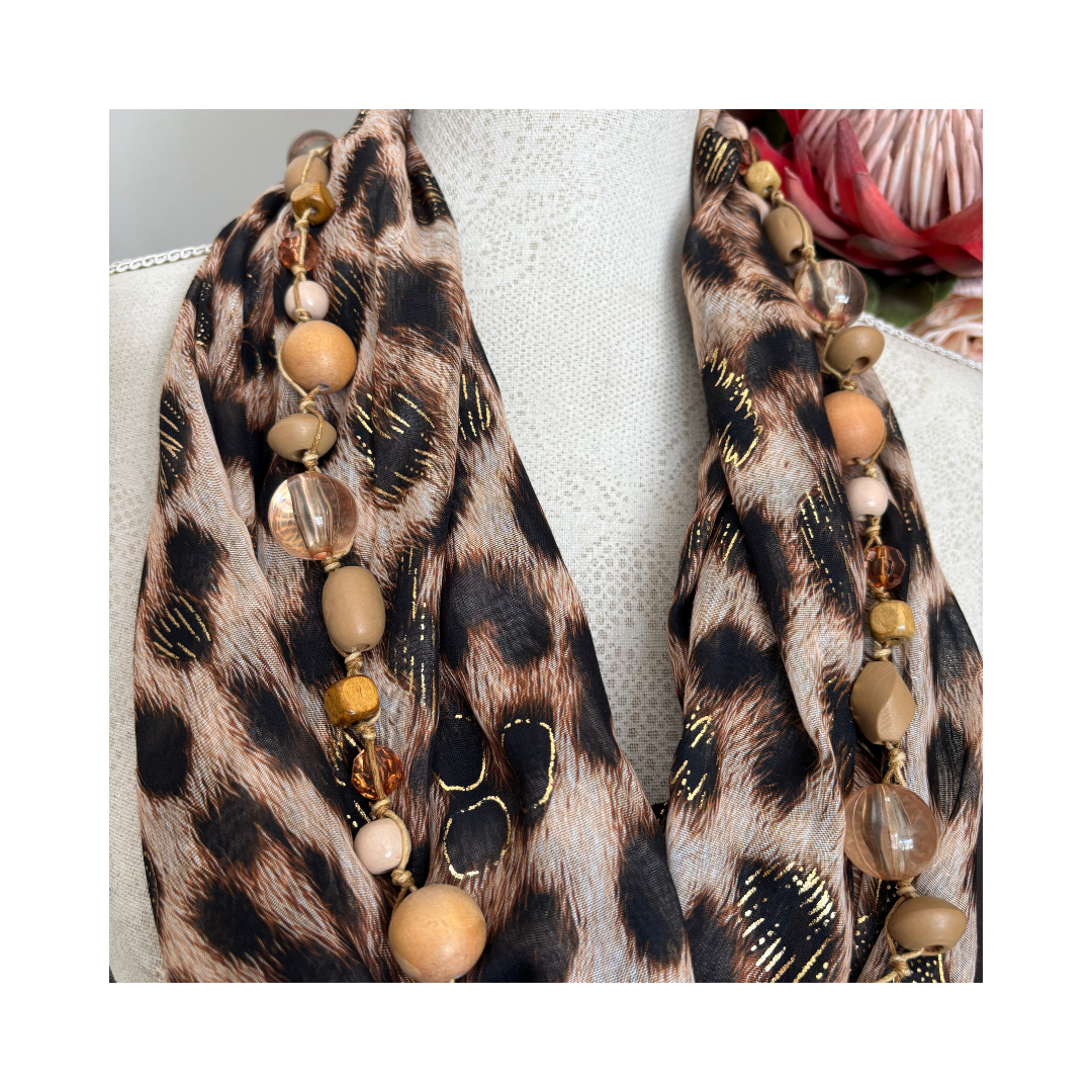 Animal Print Natural Scarf