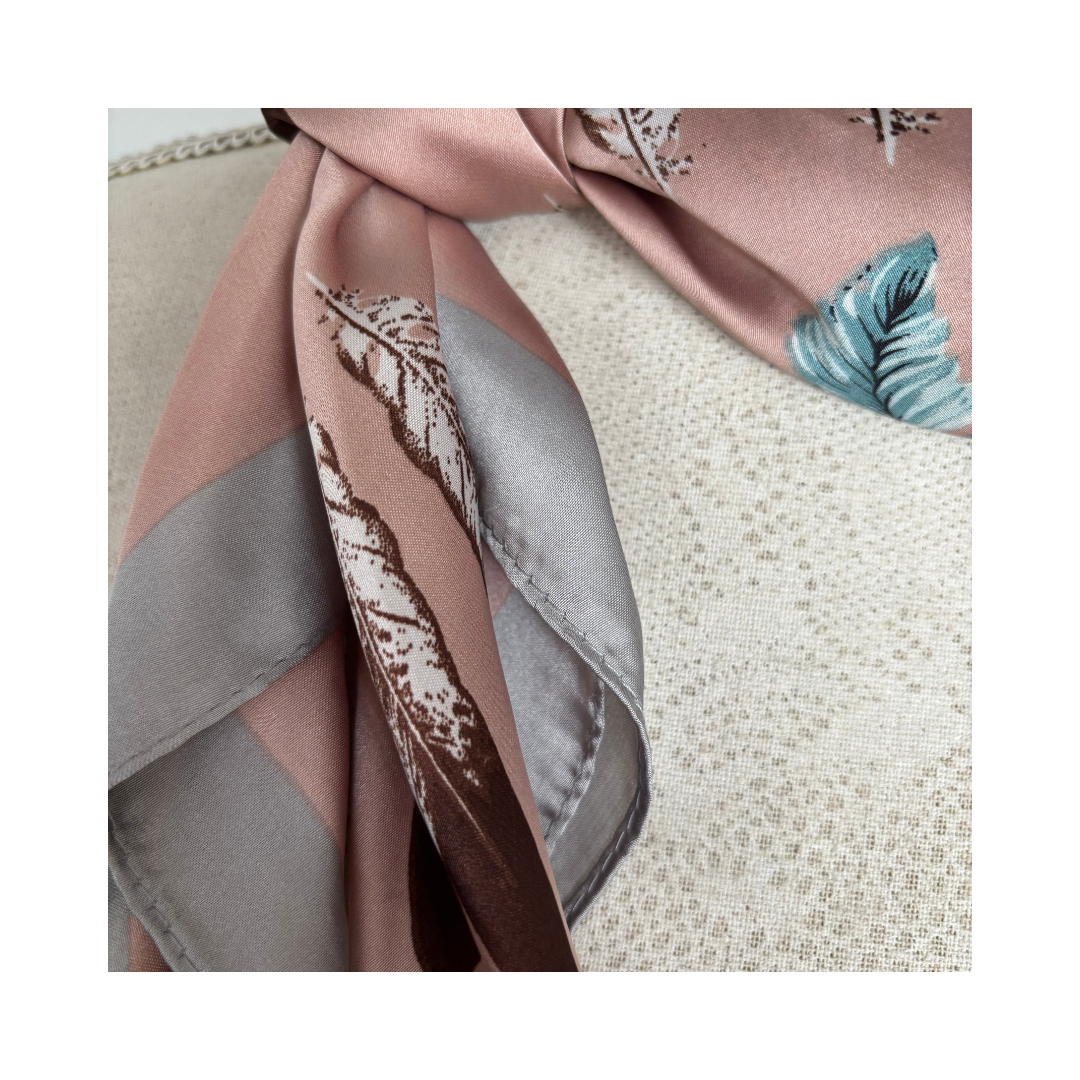 Rosegold Feathers Multi Use Neck Scarf