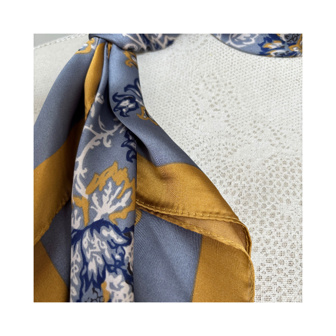 Bluegrey and Gold Multi Use Neck Scarf