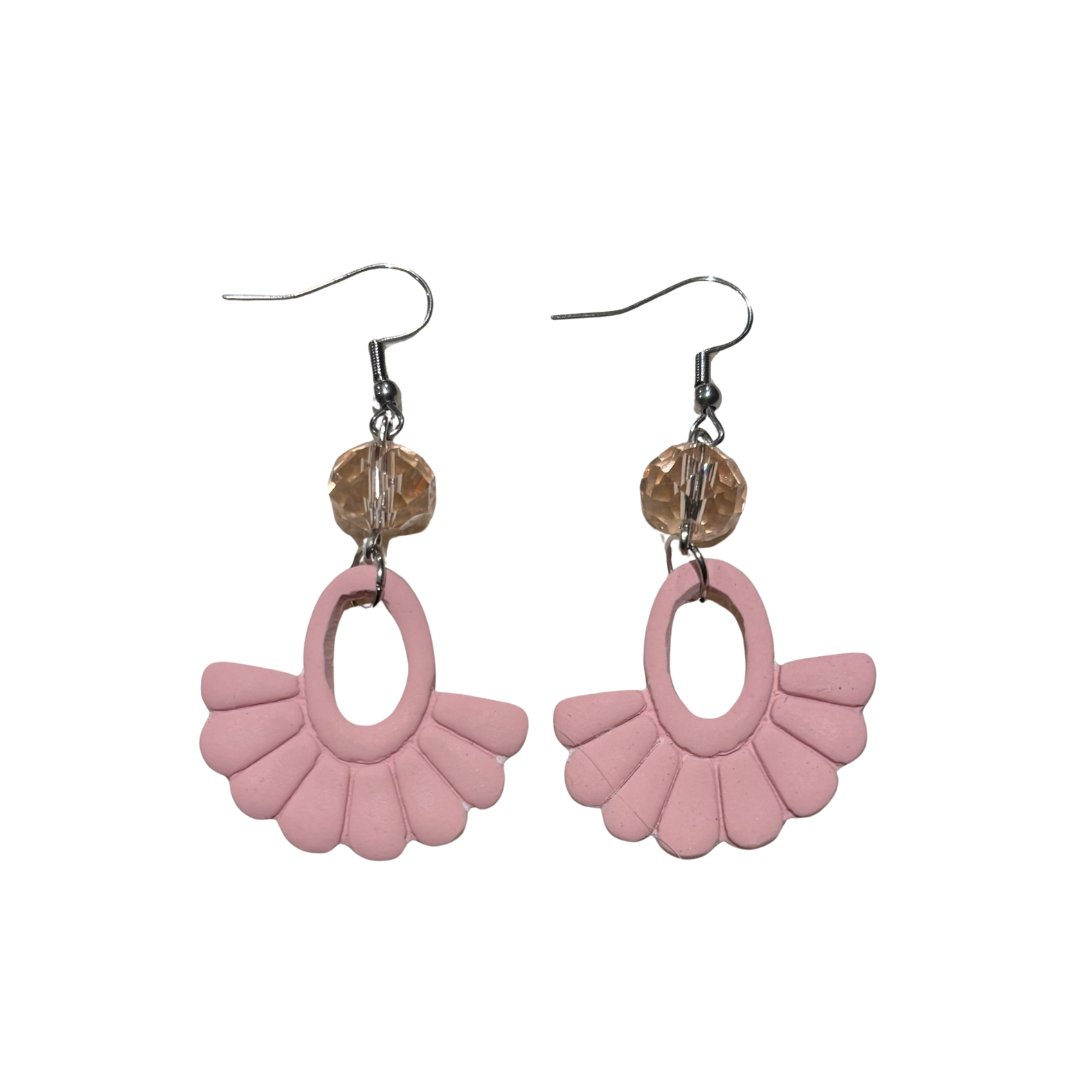 Clay Earrings Soft Pink Half Daisy