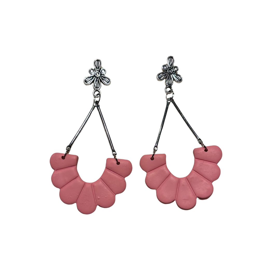 Clay Earrings Scalloped Blush Halves