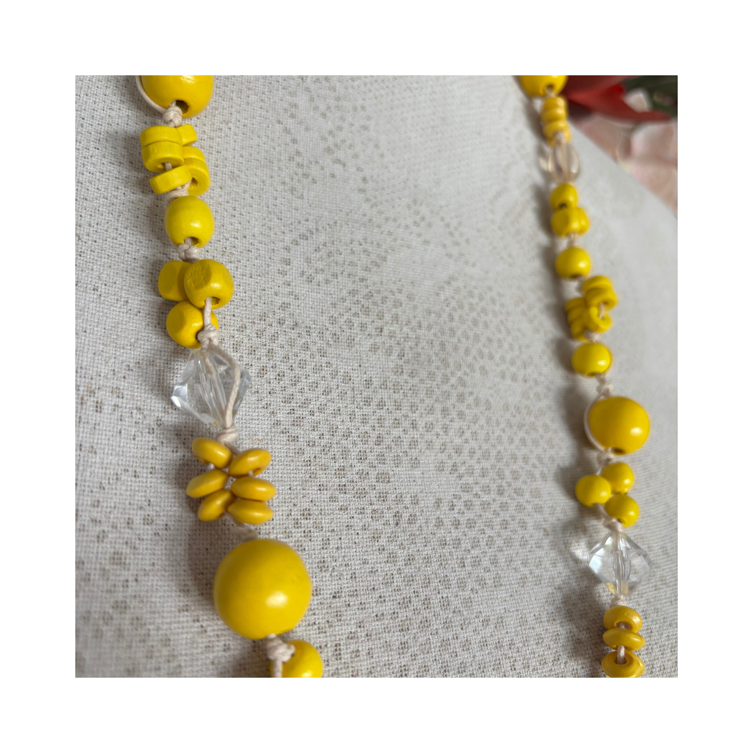 Necklace Knotted with Sunshine Yellow Beads