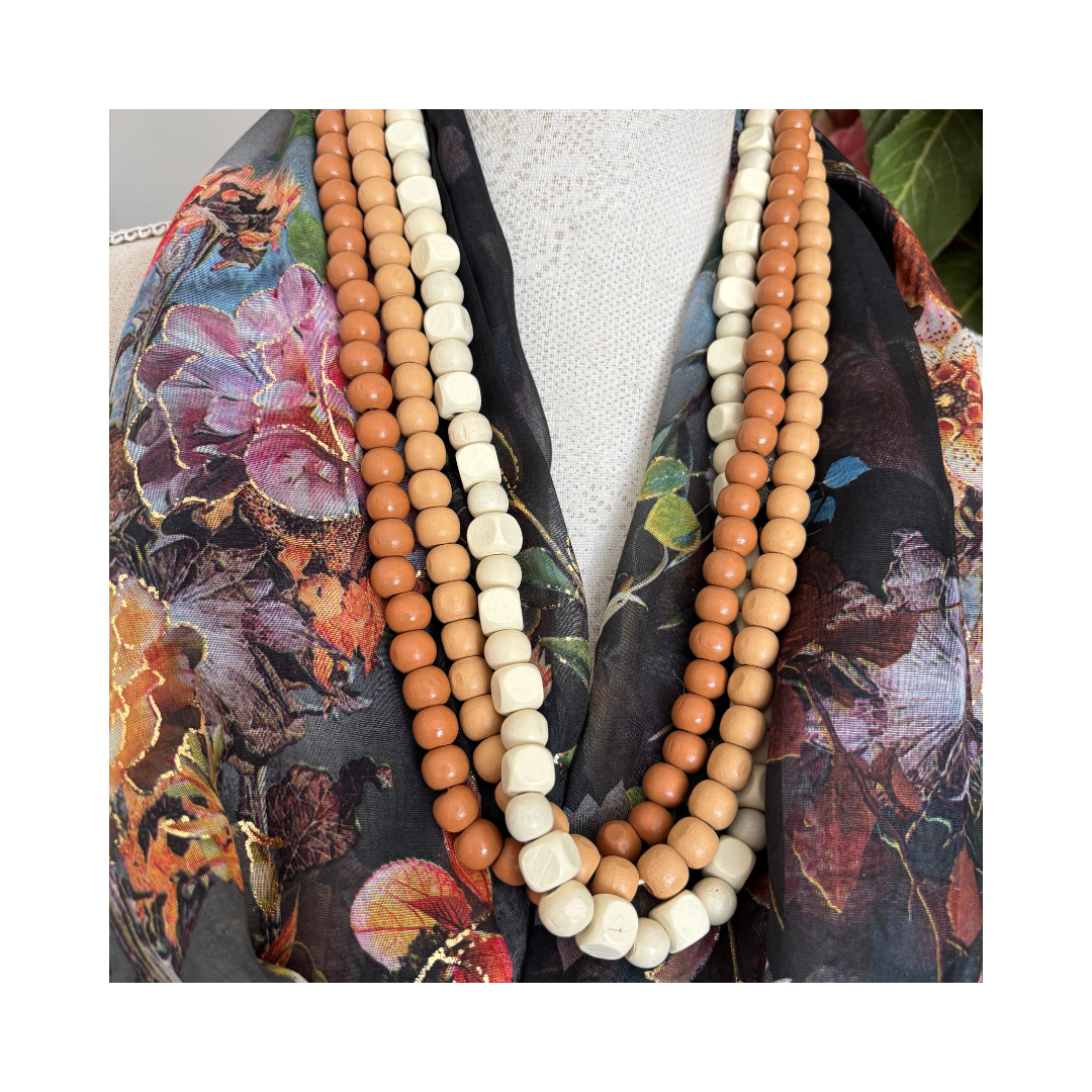 Bright Flowers and Gold Accents Scarf