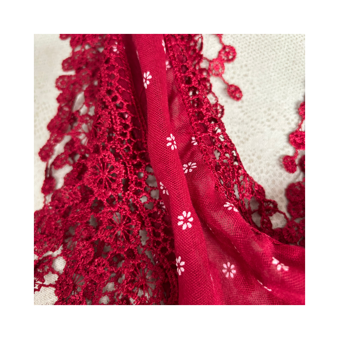 Maroon Red Lace Scarf