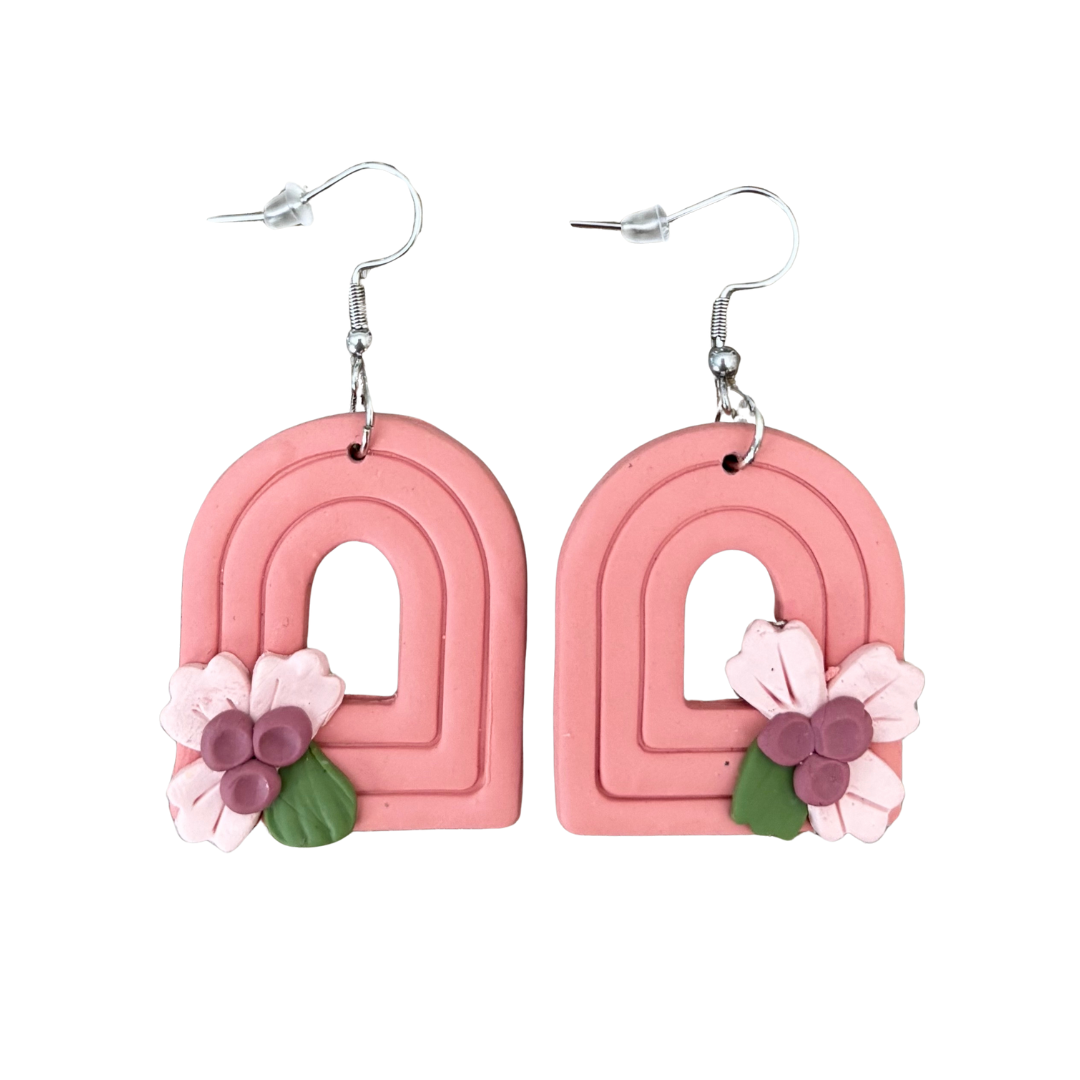Terracotta Flower Clay Earrings