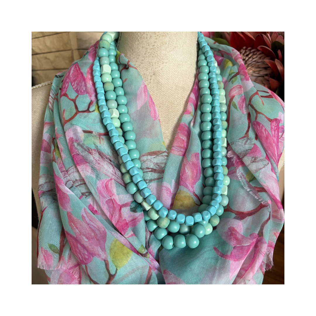 Turquoise with Lilac Floral Scarf