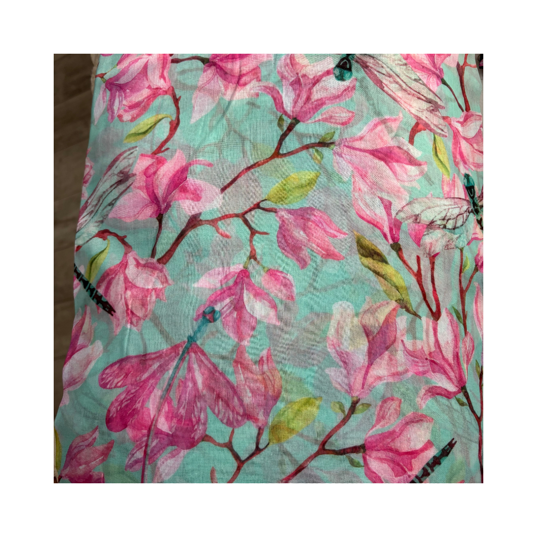 Turquoise with Lilac Floral Scarf
