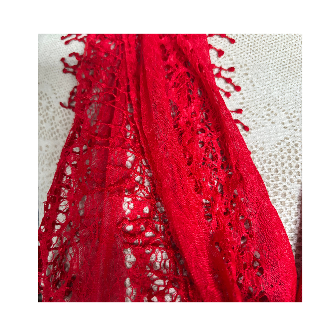 Bright Red Lace Scarf