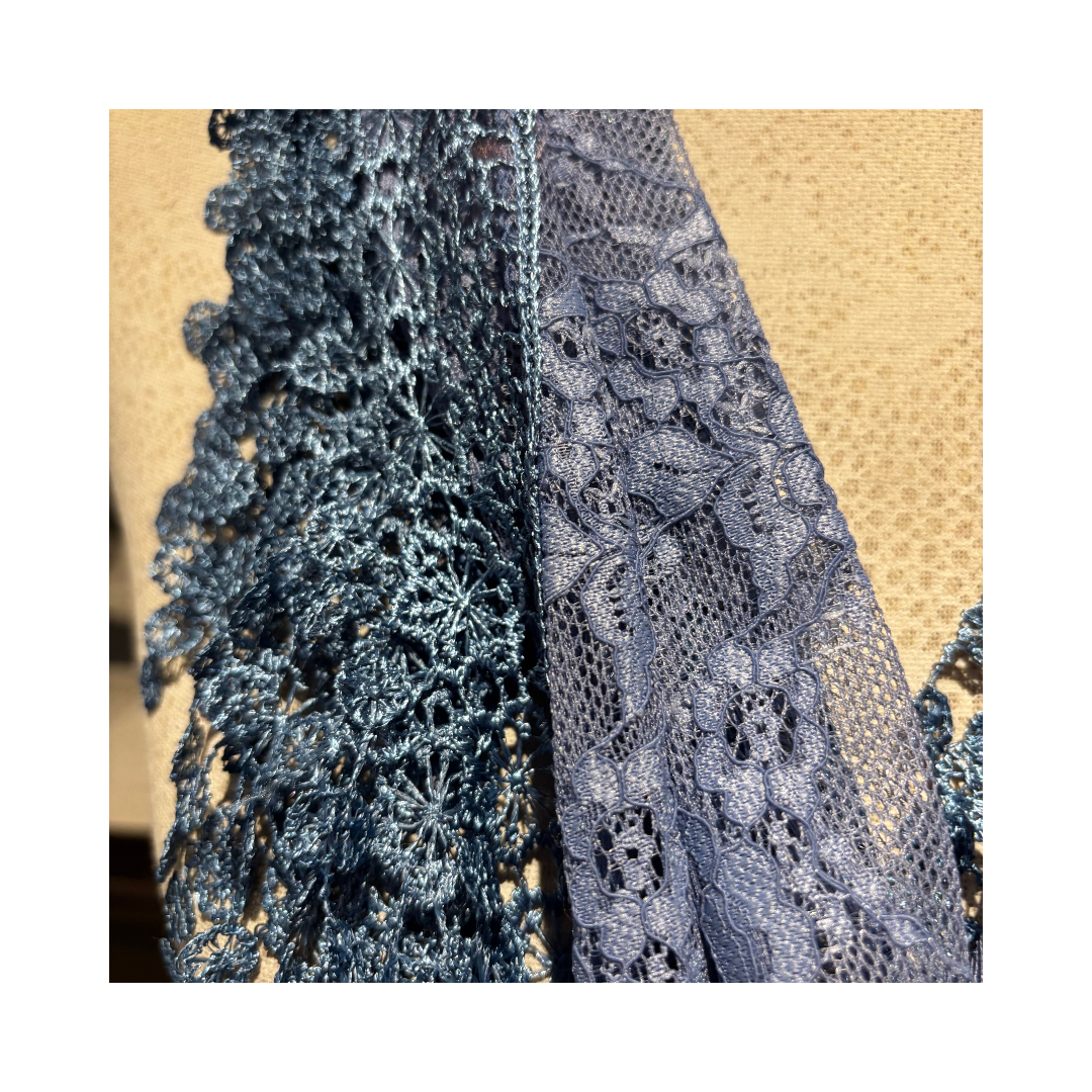 Blue Grey Lace Scarf
