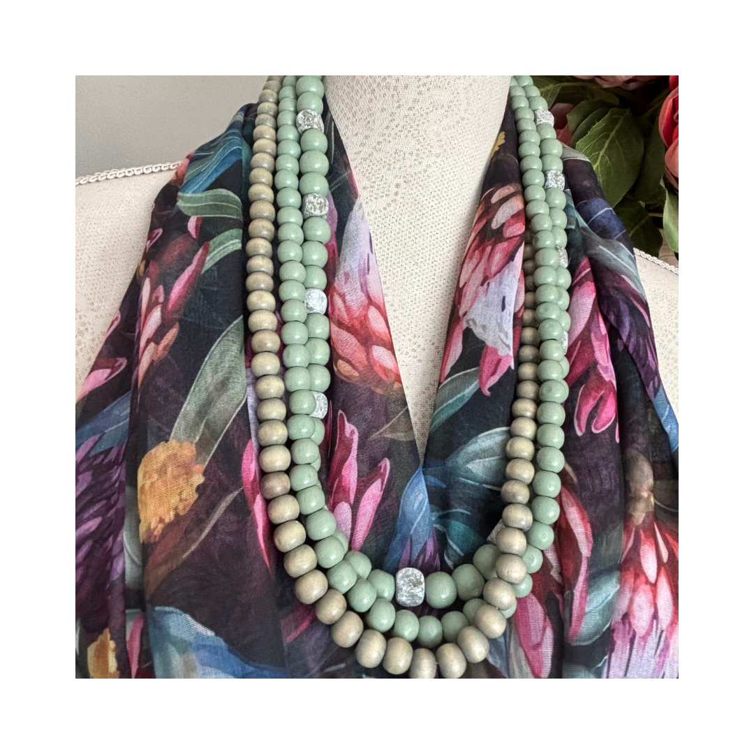 Bright Proteas and Gold Accents Scarf