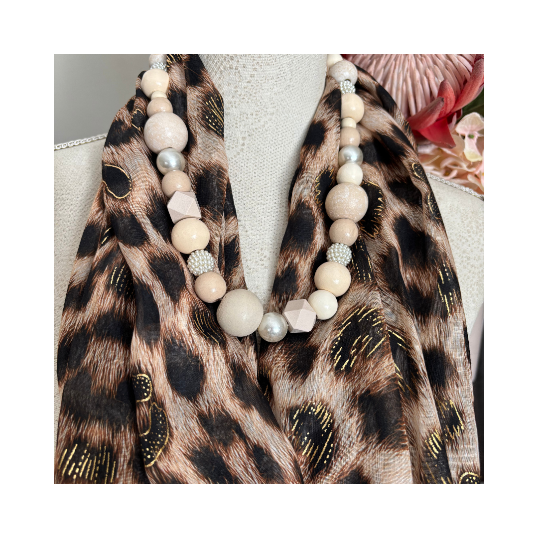 Animal Print Natural Scarf