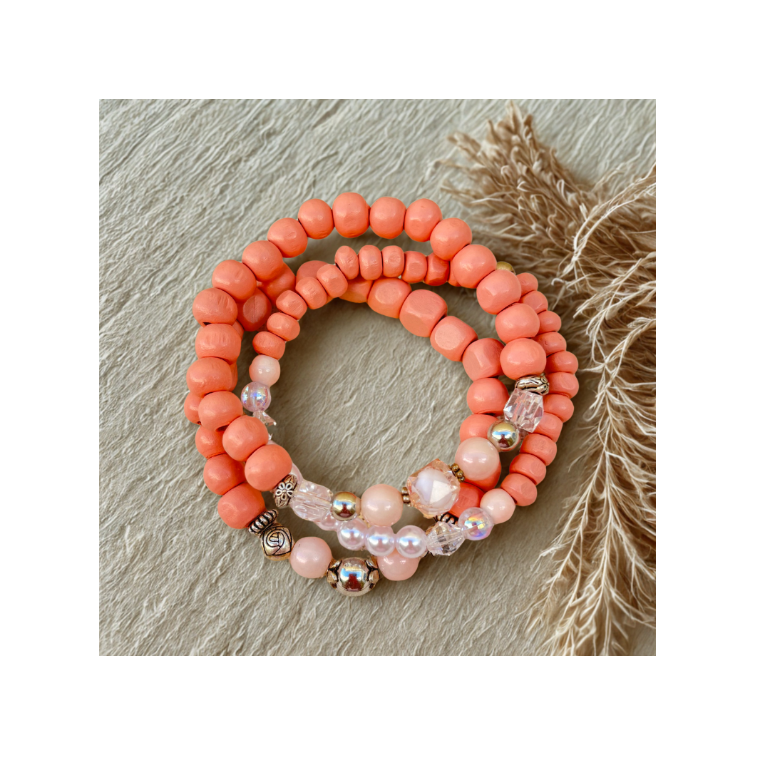 Bracelet Set with Peach Shades