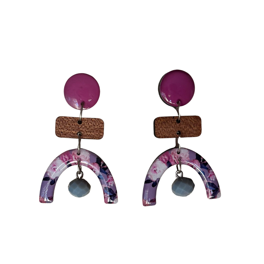 Pink Blush Arch Flowers Earrings