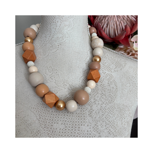 Bulky Necklace Light Natural Wood