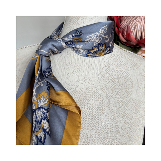 Bluegrey and Gold Multi Use Neck Scarf
