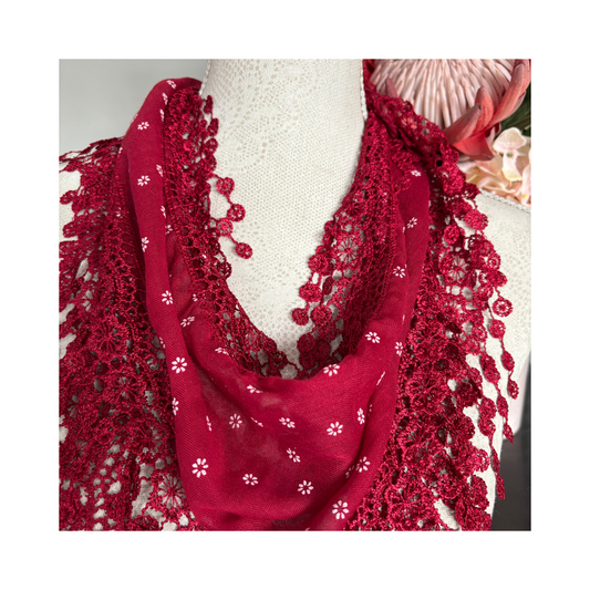 Maroon Red Lace Scarf