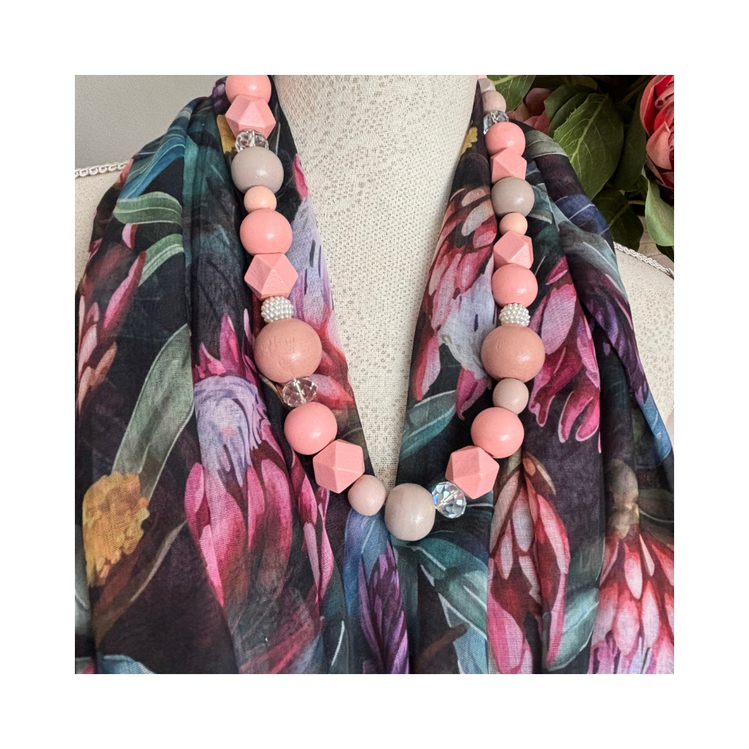 Bright Proteas and Gold Accents Scarf