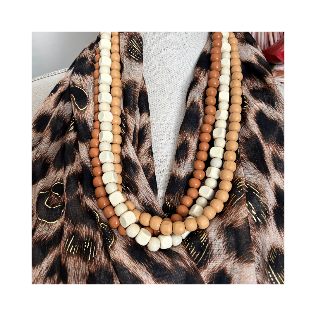 Animal Print Natural Scarf