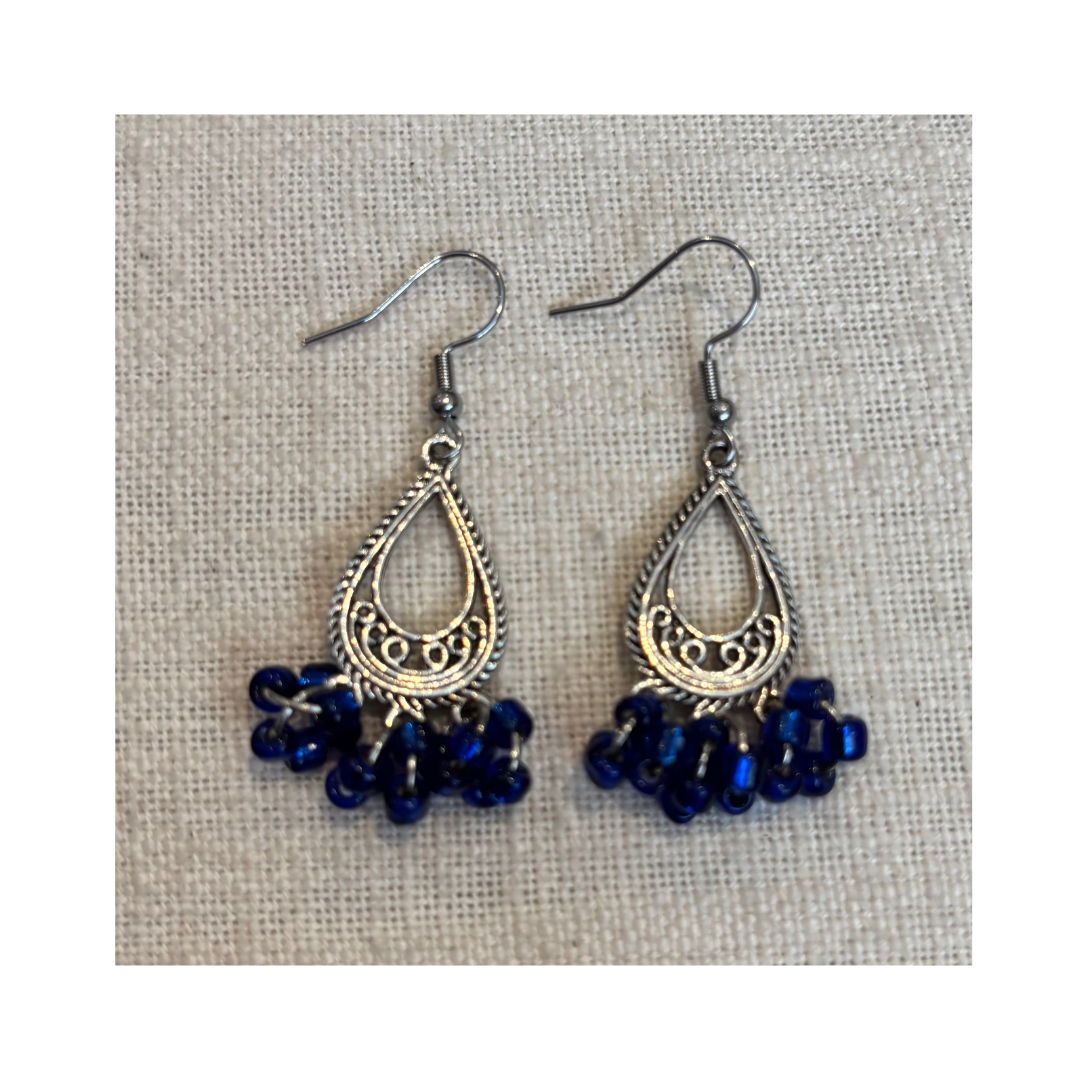 Blue Seed Bead Earrings