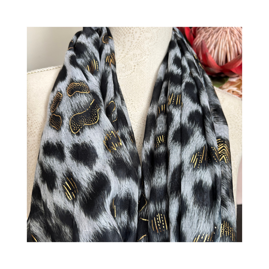 Animal Print Black and Grey Scarf