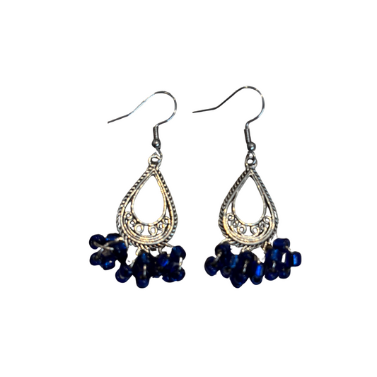 Blue Seed Bead Earrings