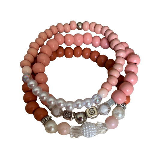 Bracelet Set with Peach, Melon and Mocha