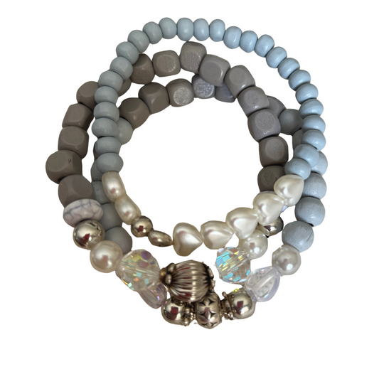 Bracelet Set with Blue Grey shades