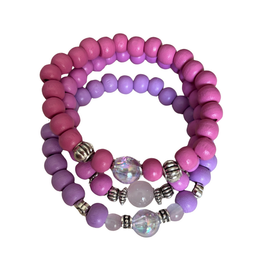 Bracelet Set with Pink and Lilac shades