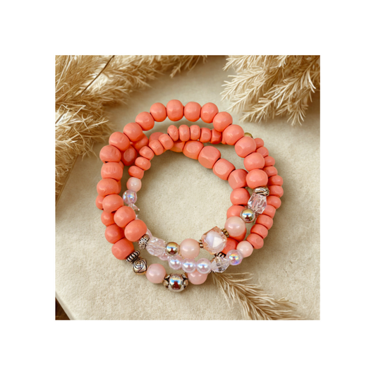 Bracelet Set with Peach Shades